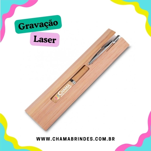 Caneta Ecológica de Bambu com Estojo-14664