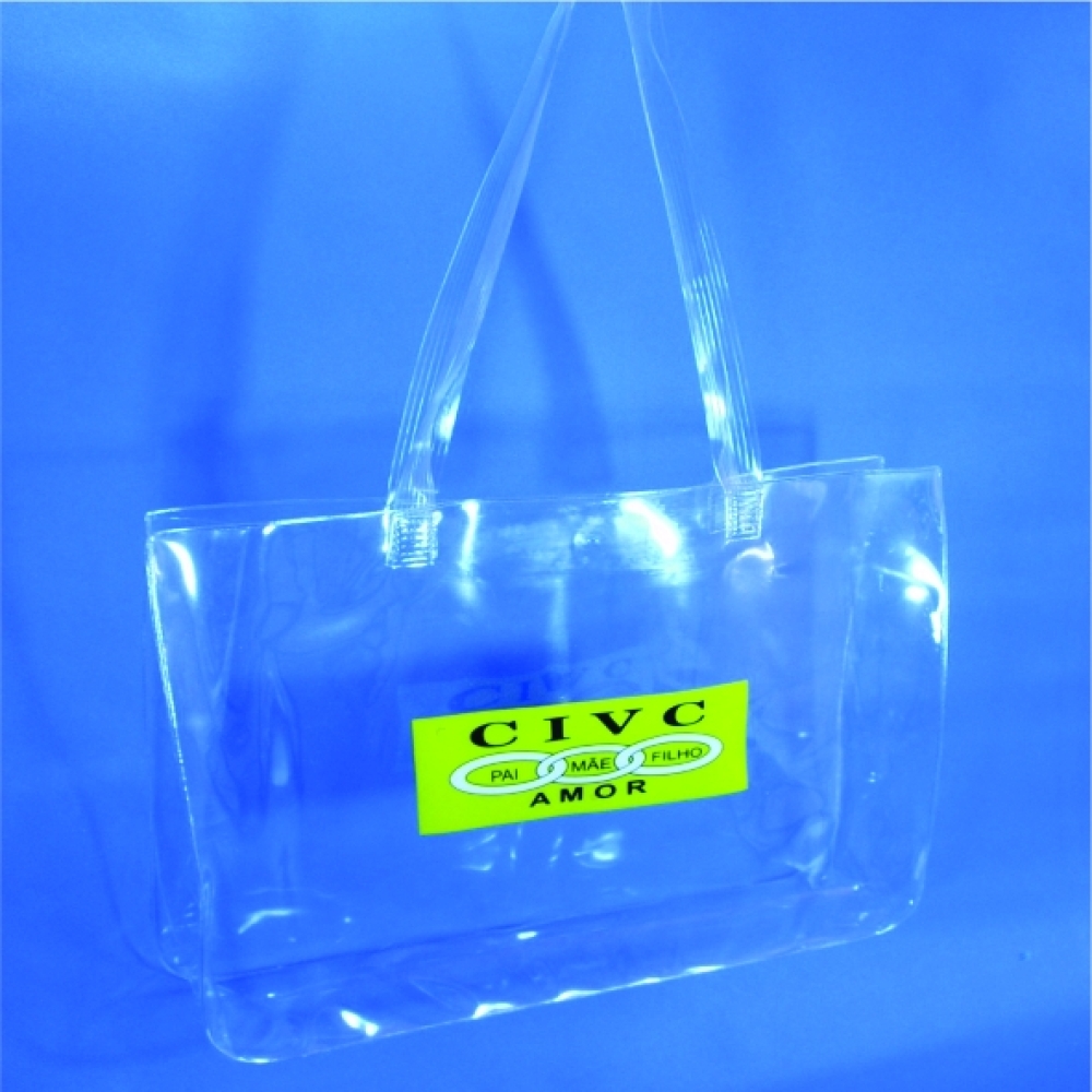 Sacola em PVC Cristal 32cm x 28cm x 8cm-SACOLA PVC