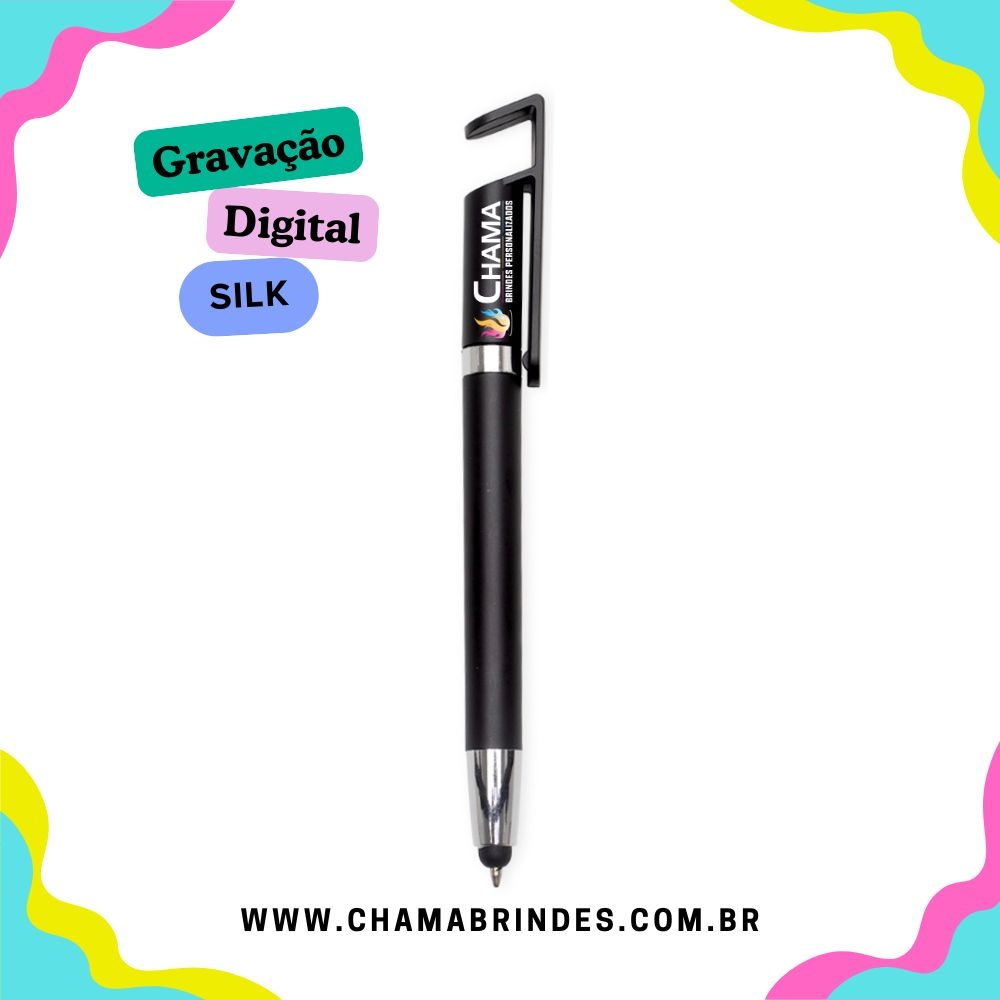 Caneta Plástica Touch com Suporte