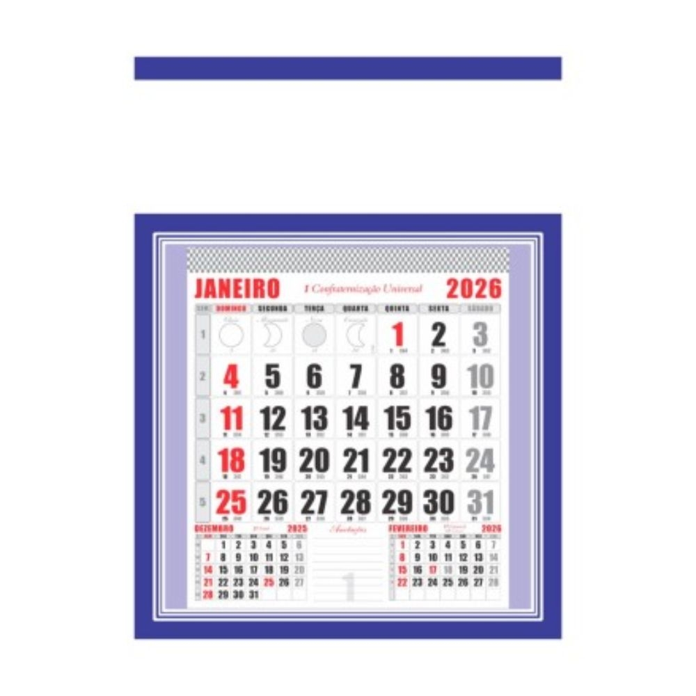 calendário Folhinha Comercial Grande com Furo